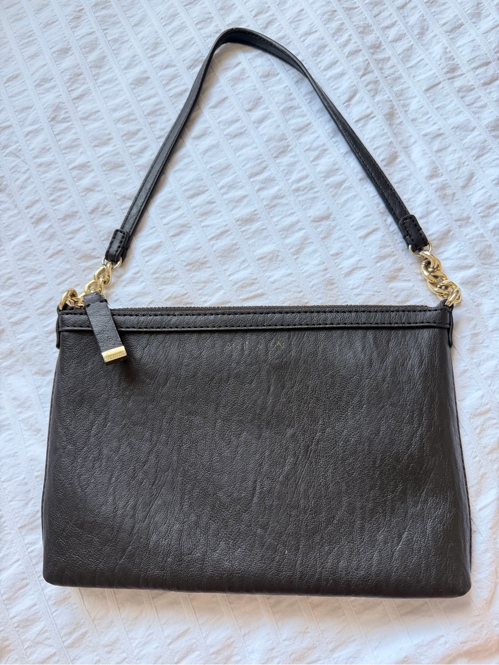 Calvin Klein Classic Black Leather Shoulder Bag